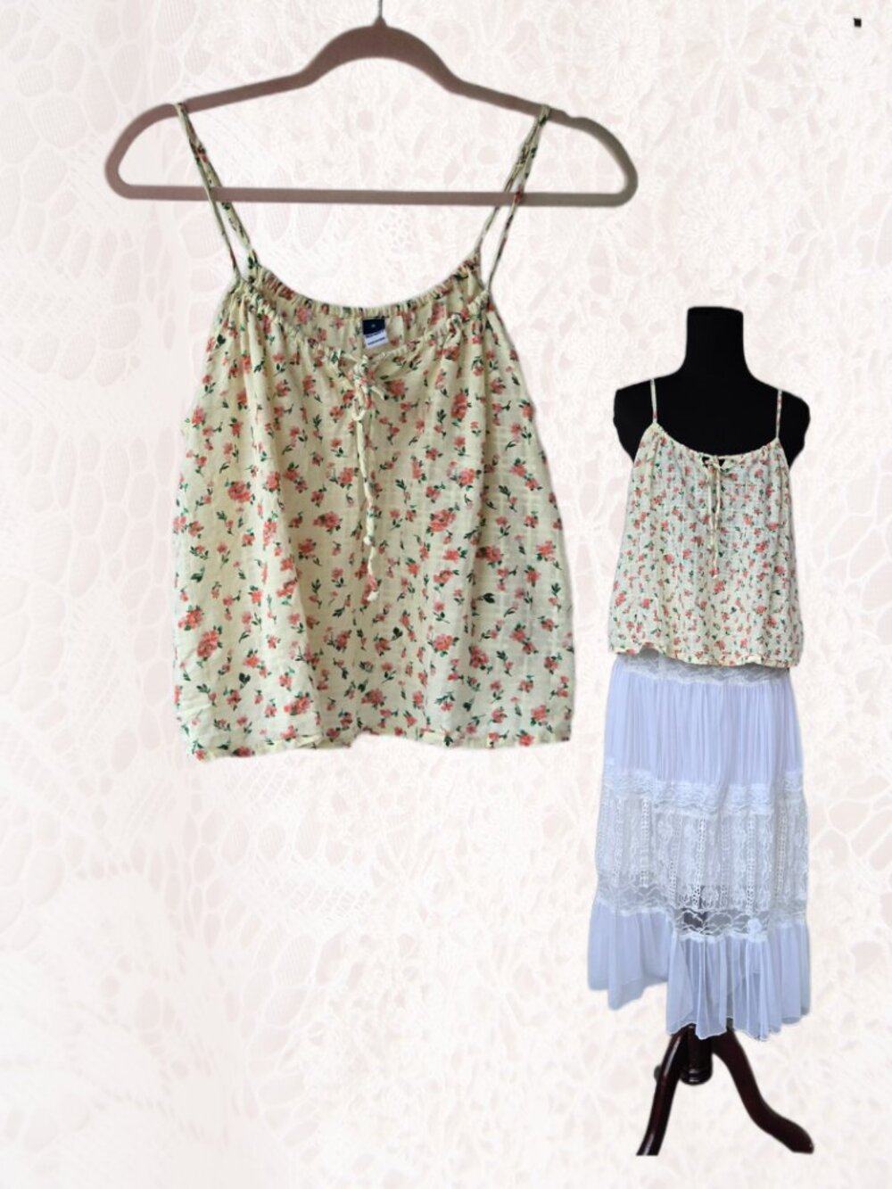 Milkmaid Flowy Cotton Top Ditsy Floral Print Romantic Cottage Boho Prairie